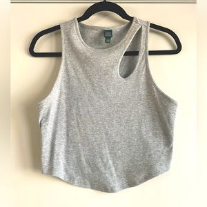 wild fable grey ribbed crop tank with cutout, size m